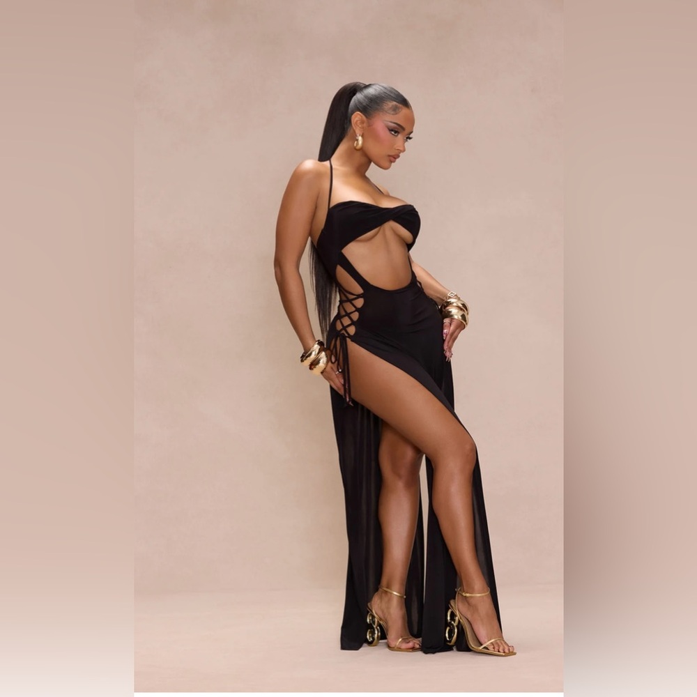 Fashion Nova Black Cutout Maxi Dress - Picture 1 of 4